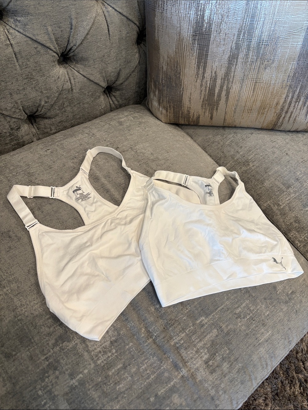 Puma White Adjustable-Strap Sports Bra 2 Pack - Size M